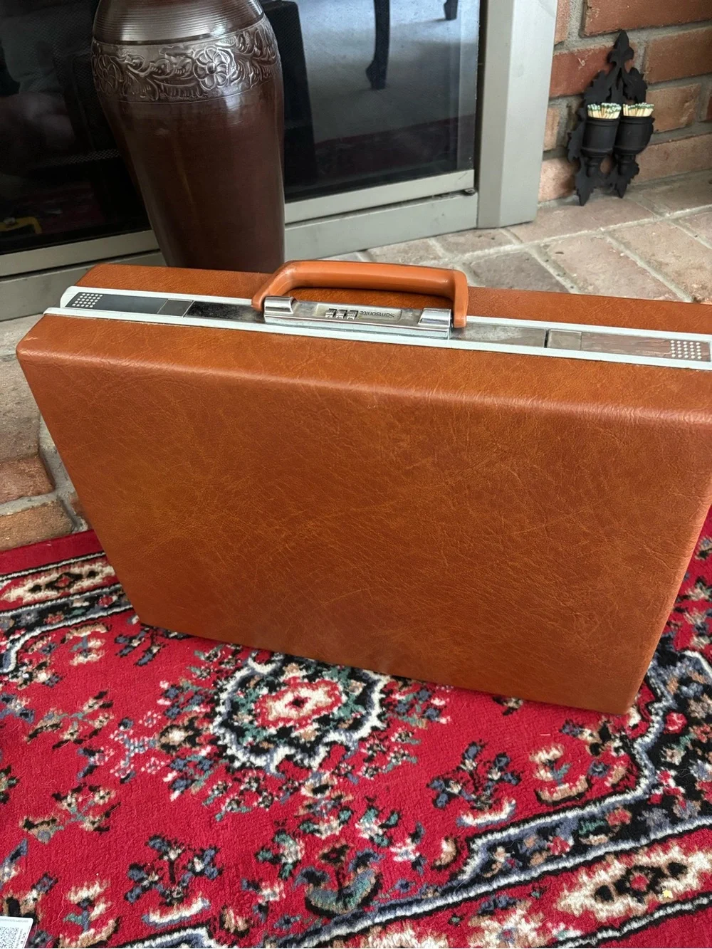 Vintage 1950s Samsonite Orange/Brown Fiberglass Briefcase 12.5” x 18”x 5.5”